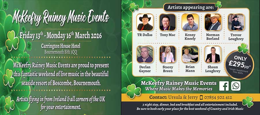 McKeefrey Rainey Music Events Irish and Country Music Weekend in Southport